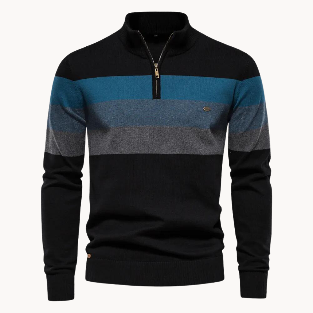 Tadhg - Striped Sweater with Mid-Length Opening