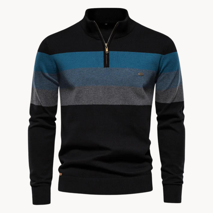 Tadhg - Striped Sweater with Mid-Length Opening