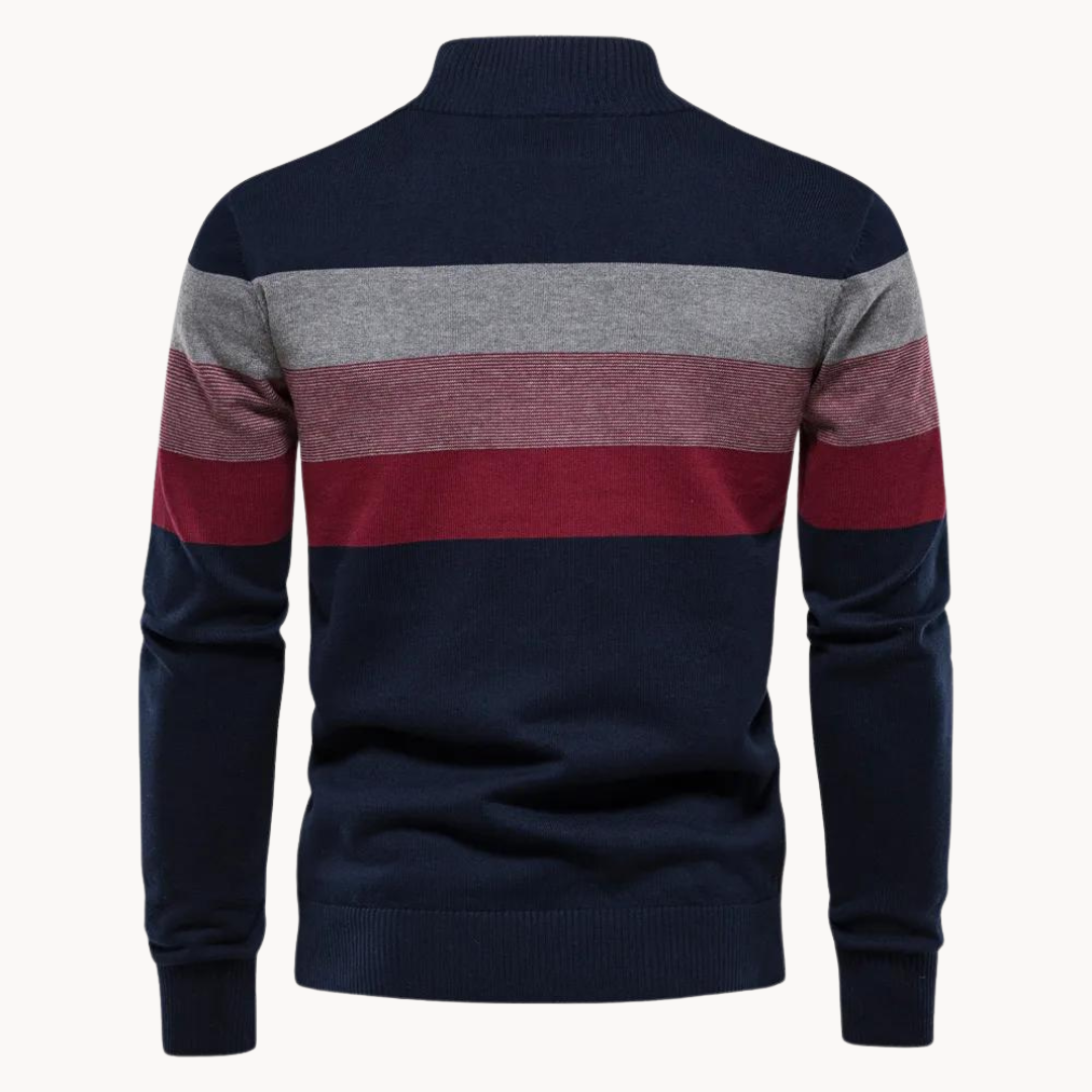 Tadhg - Striped Sweater with Mid-Length Opening