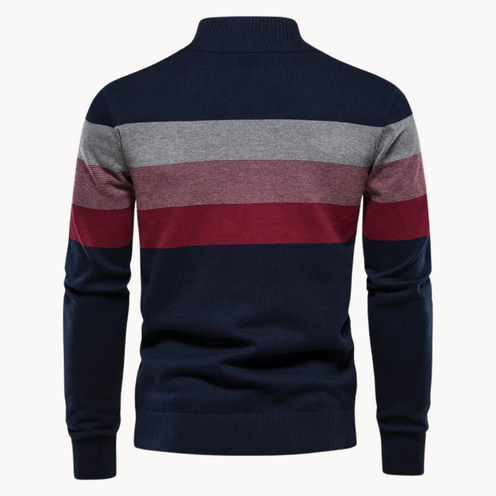 Tadhg - Striped Sweater with Mid-Length Opening