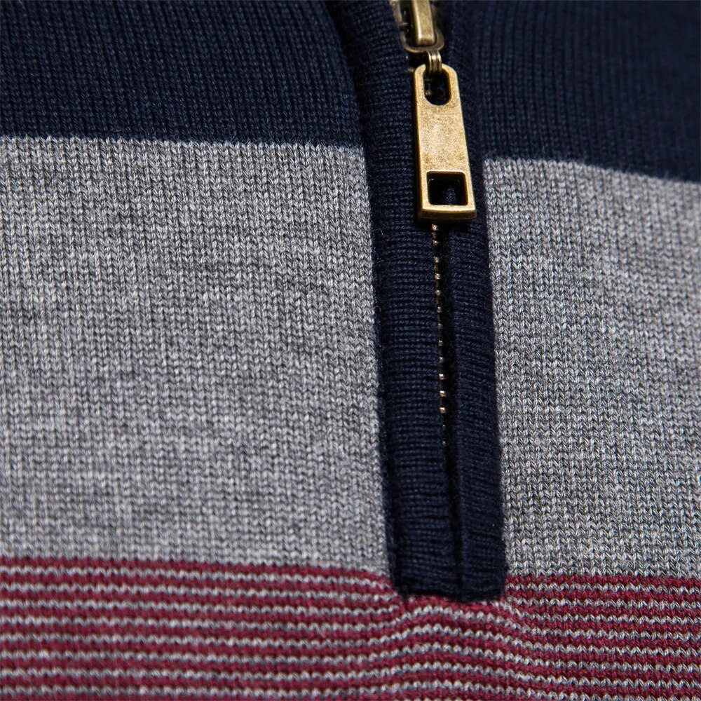 Tadhg - Striped Sweater with Mid-Length Opening