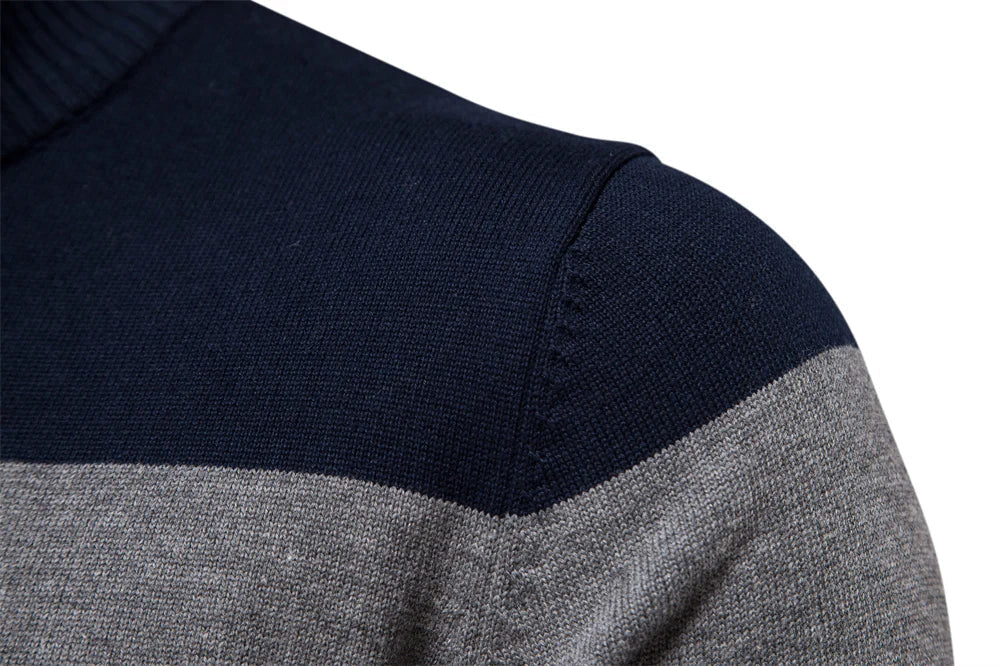 Tadhg - Striped Sweater with Mid-Length Opening