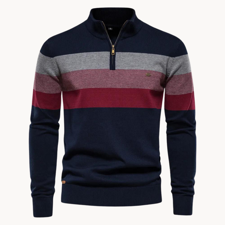 Tadhg - Striped Sweater with Mid-Length Opening