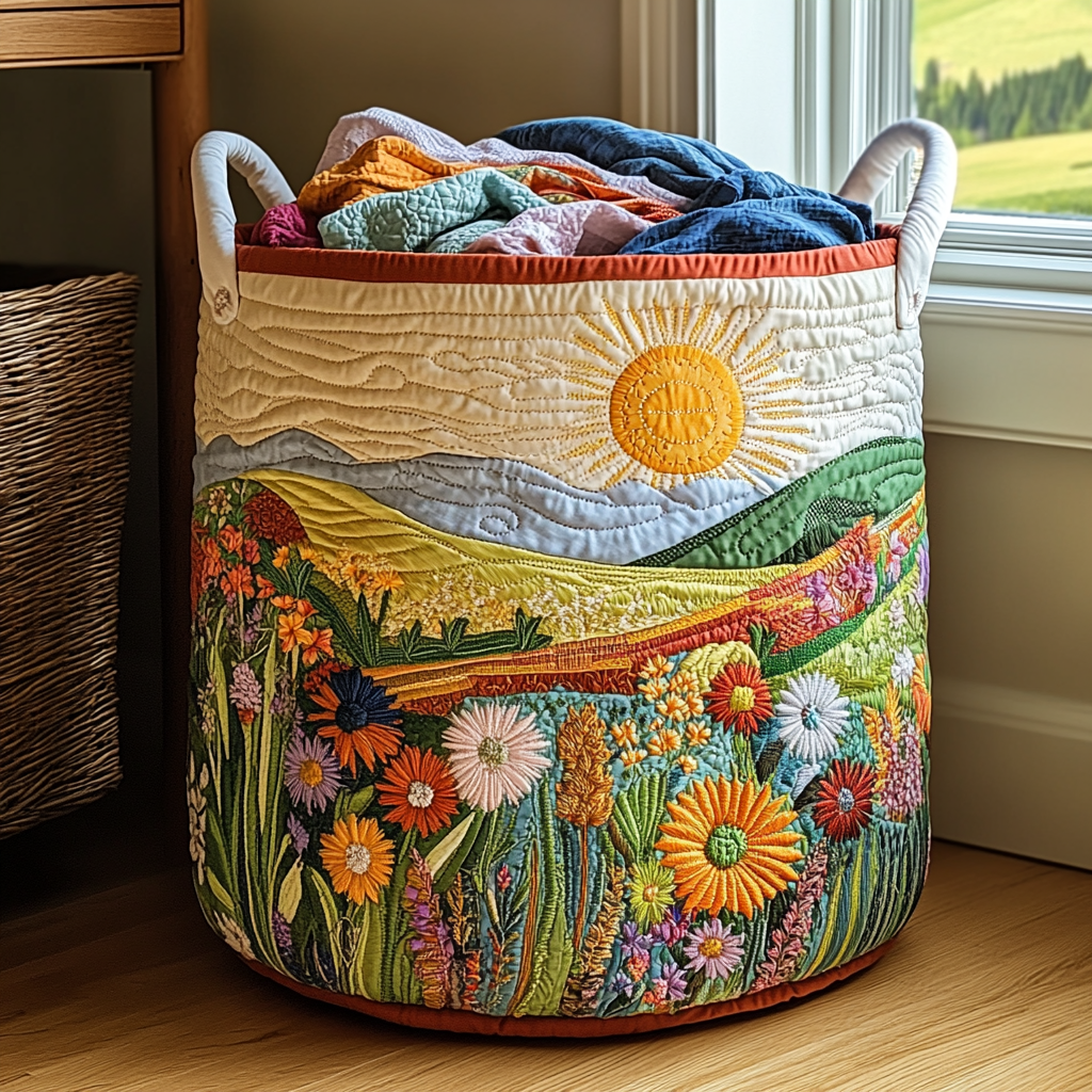 Spring Meadow | Quilted Laundry Basket