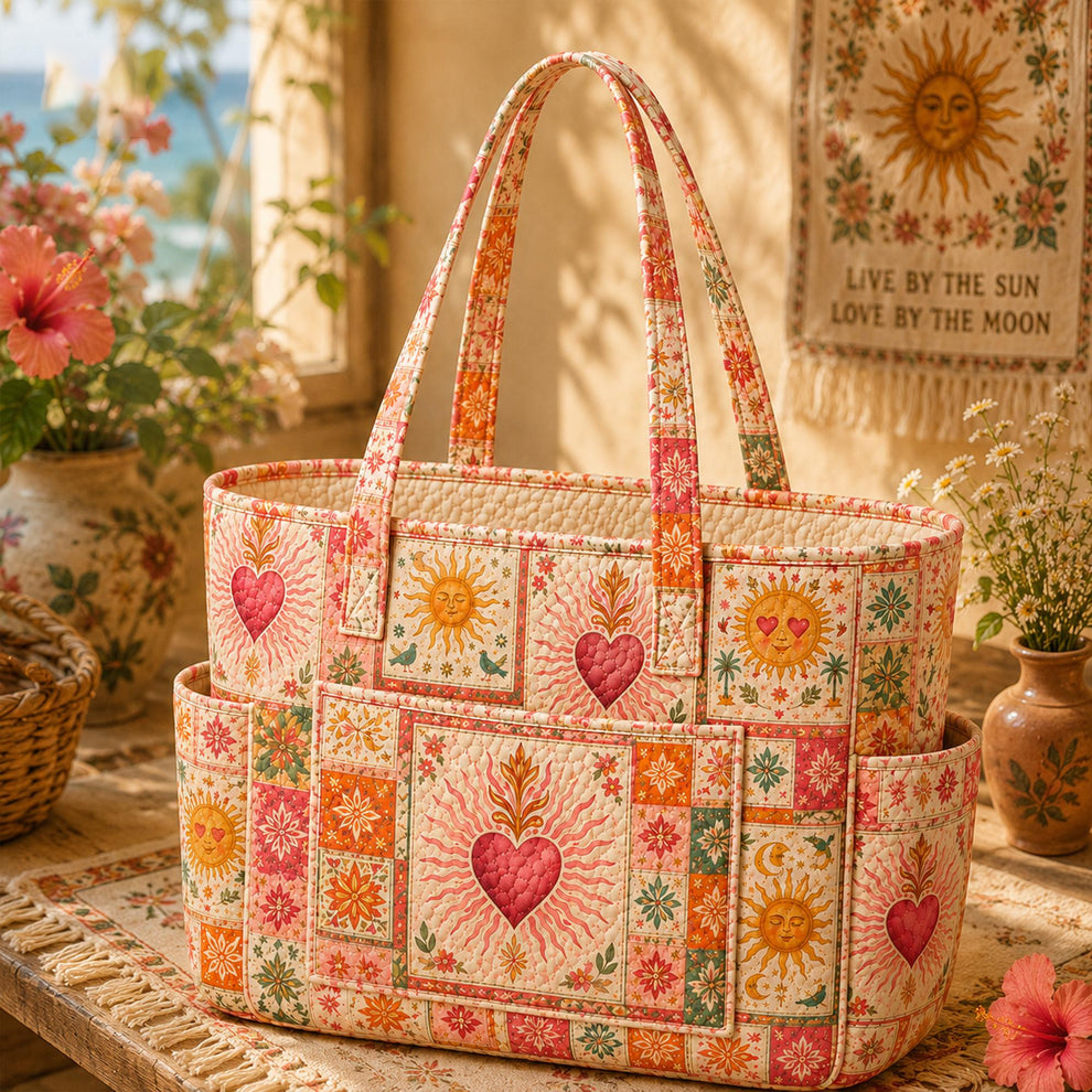 Gek Kim | Quilted Tote Bag with a Summer Beach