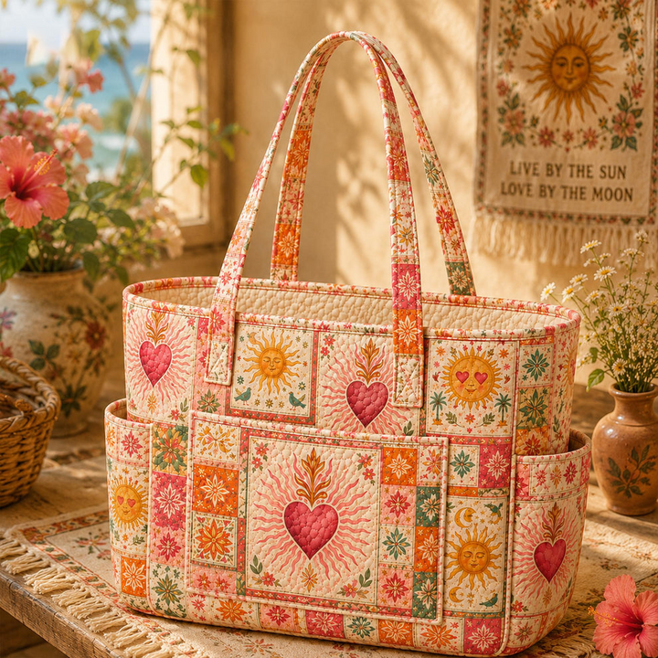Gek Kim | Quilted Tote Bag with a Summer Beach