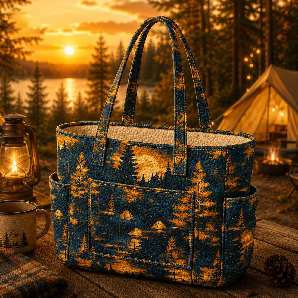 Yoke Hoon | Quilted Tote Bag with a Wild Camping Scene