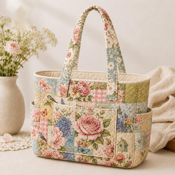 Kim Choo | Quilted Tote Bag with Vintage Flowers