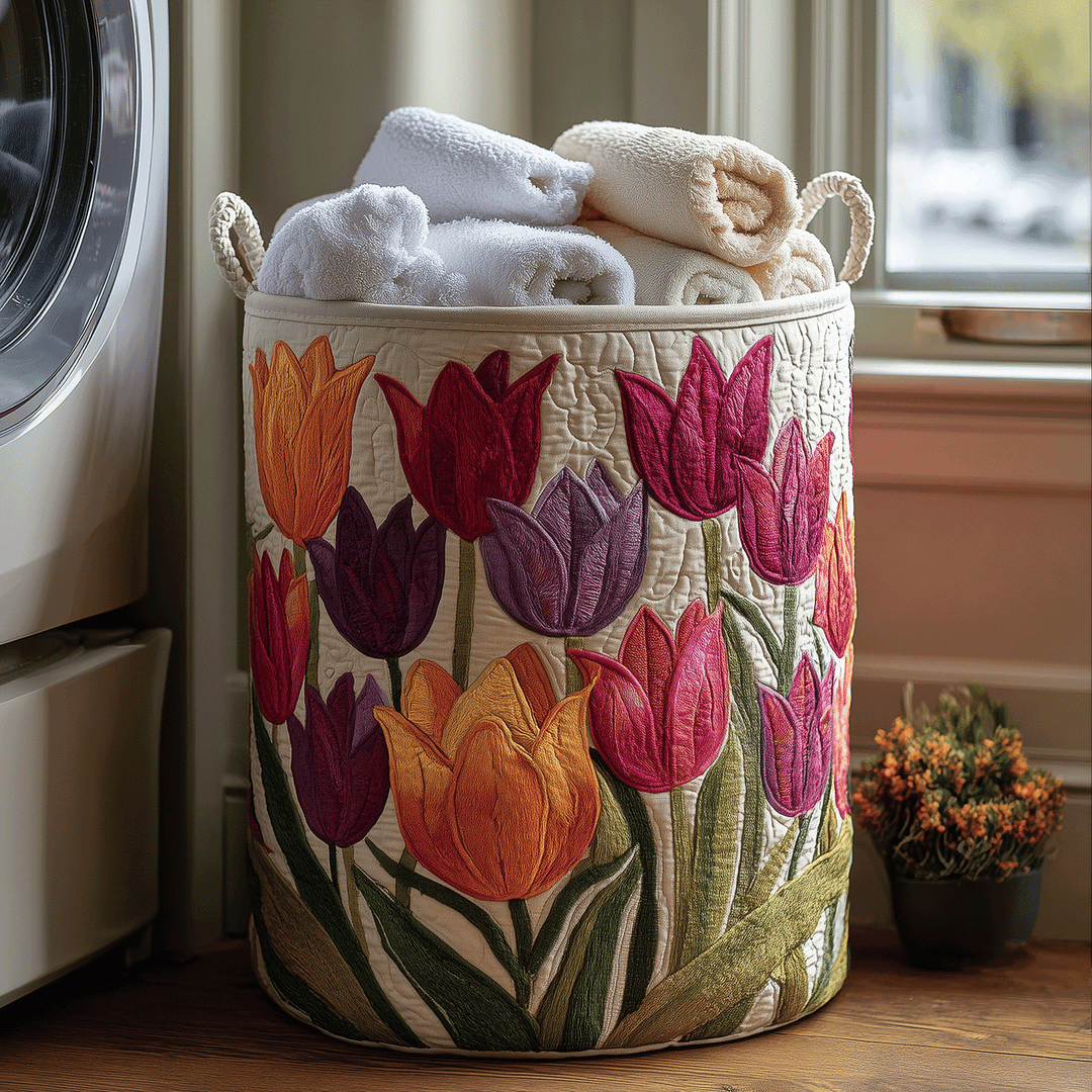 Tulip Joy | Quilted Laundry Basket