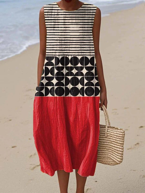 Eile - Bohemian Colour Block Midi Dress