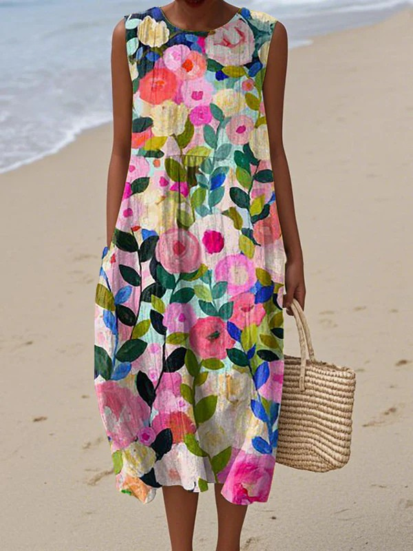 Ciannait - Floral Boho Midi Dress