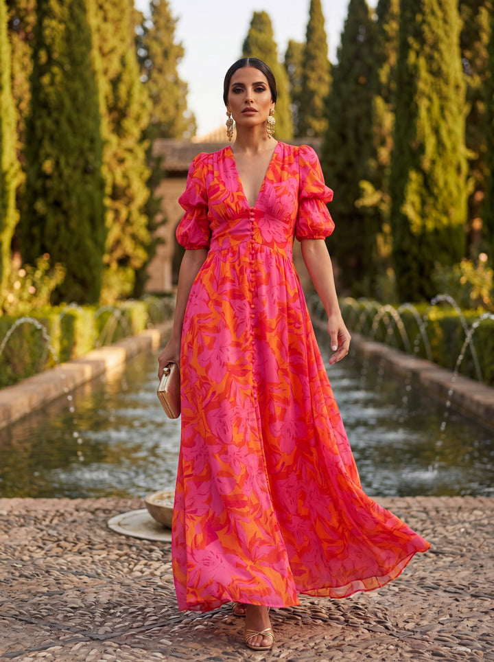 Doireann - Pink and Orange Maxi Dress