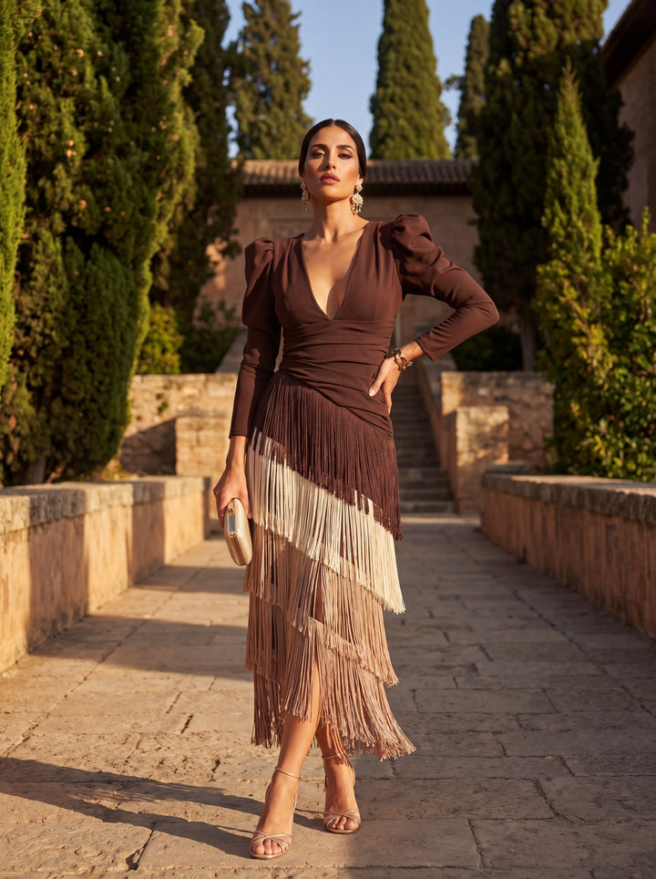 Saoirse - Flared Fringe Dress