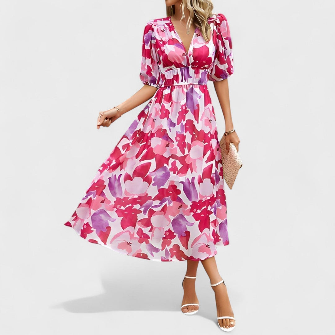 Fiona - Floral Print Midi Dress
