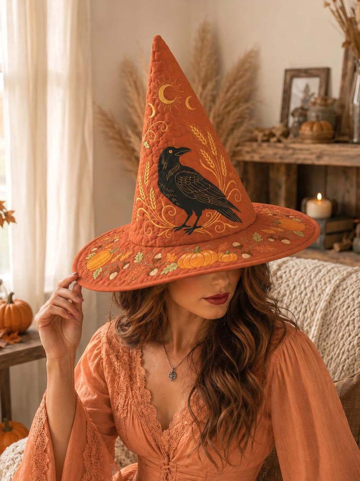 Raven Autumn Harvest Quilted Witch Hat