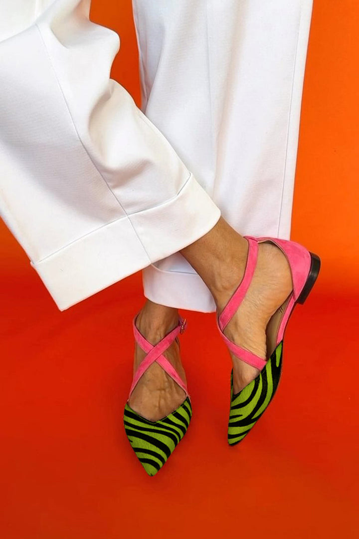 Fiona - Zebra Print Cross-Strap Sandals