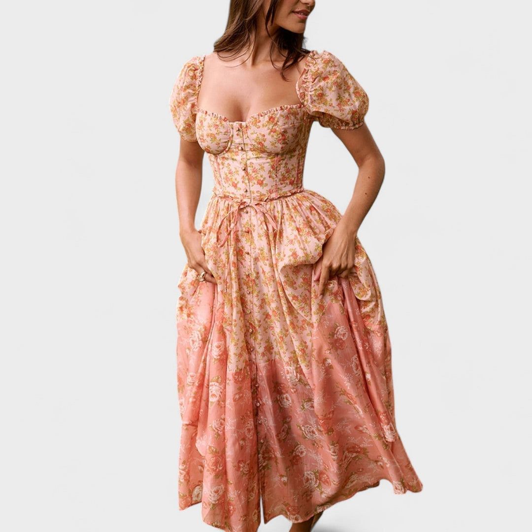 Caitlín - Enchanting Floral Midi Dress