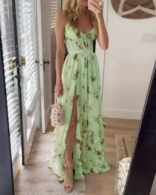 Brighid - Floral Print Midi Dress