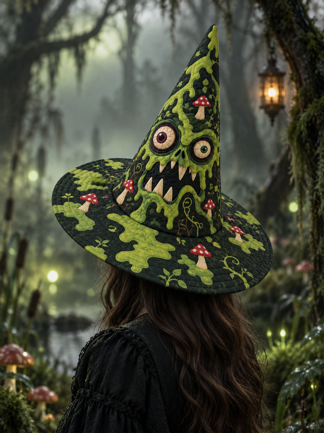 Slime Mushroom Monster Gothic Handcrafted Quilted Witch Hat