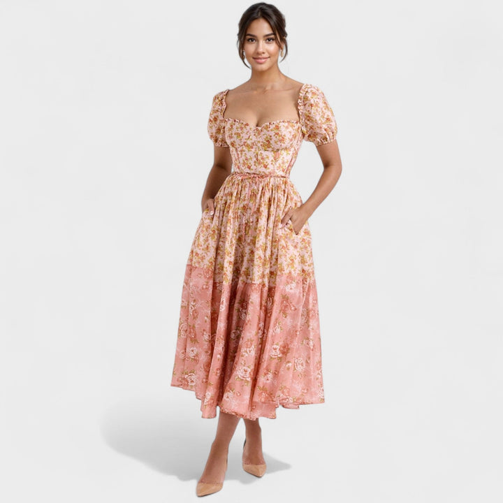 Caitlín - Enchanting Floral Midi Dress
