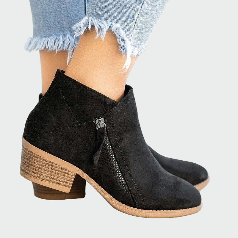 Eile - Camel Ankle Boots with Heeled Design