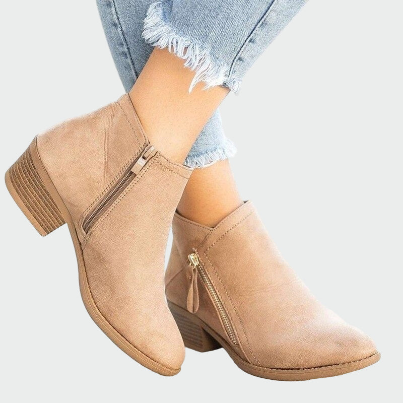 Eile - Camel Ankle Boots with Heeled Design