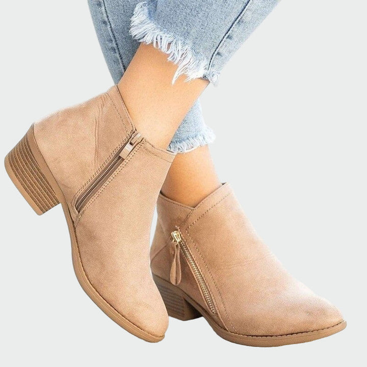 Eile - Camel Ankle Boots with Heeled Design
