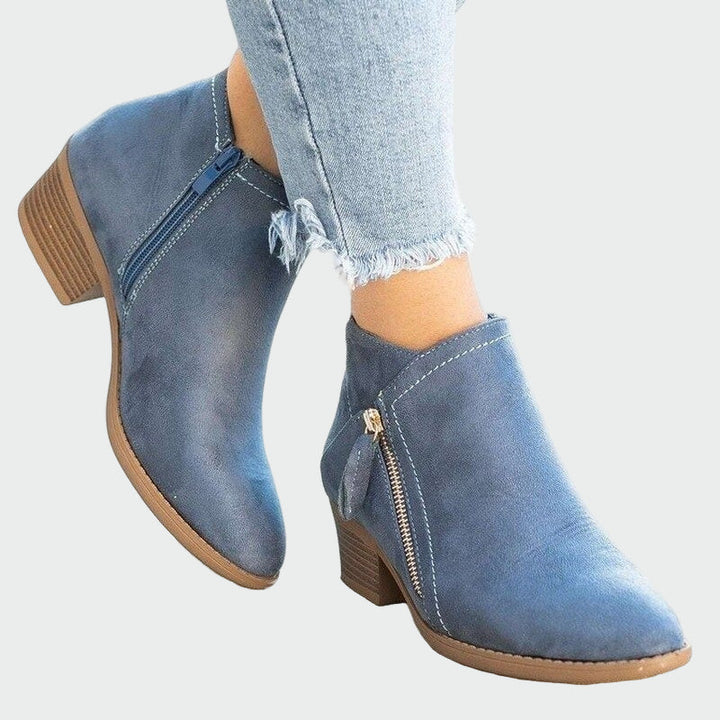 Eile - Camel Ankle Boots with Heeled Design
