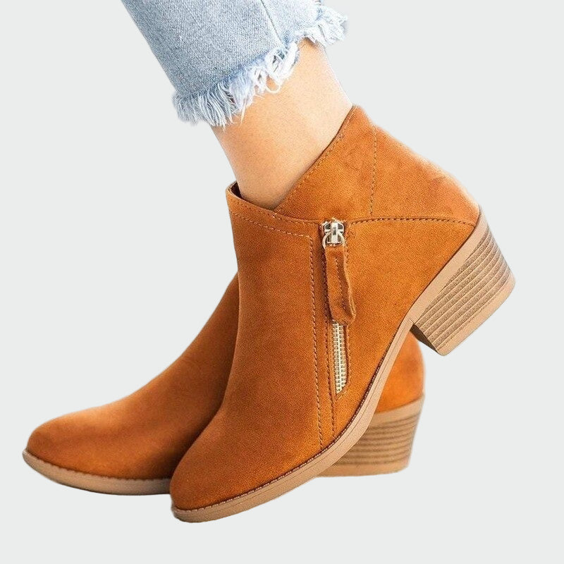 Eile - Camel Ankle Boots with Heeled Design
