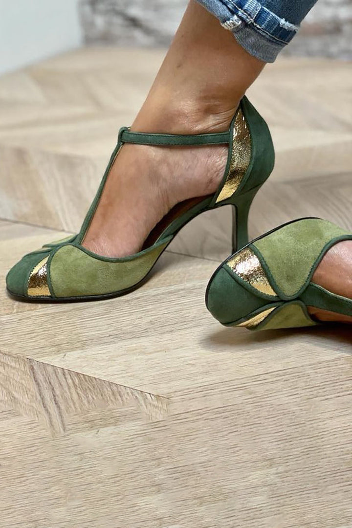 Dearbhla - Patchwork Pumps with T-Strap