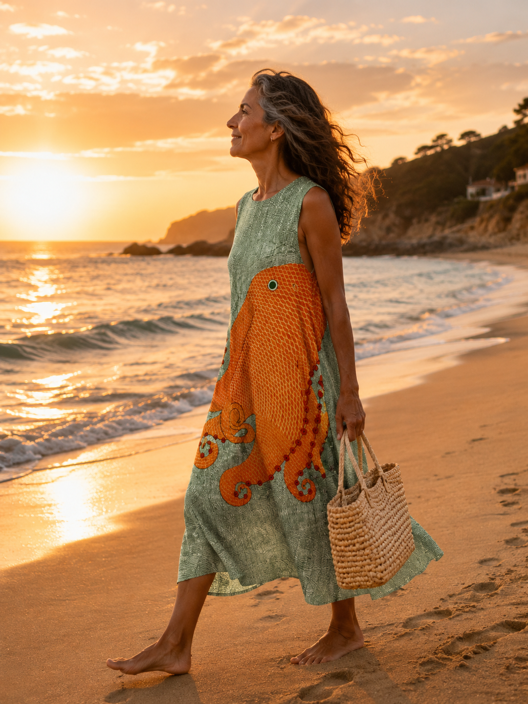 Noreen - Oceanic Boho Midi Dress