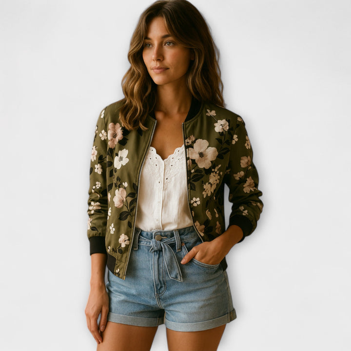 Rita - Floral Print Bomber Jacket