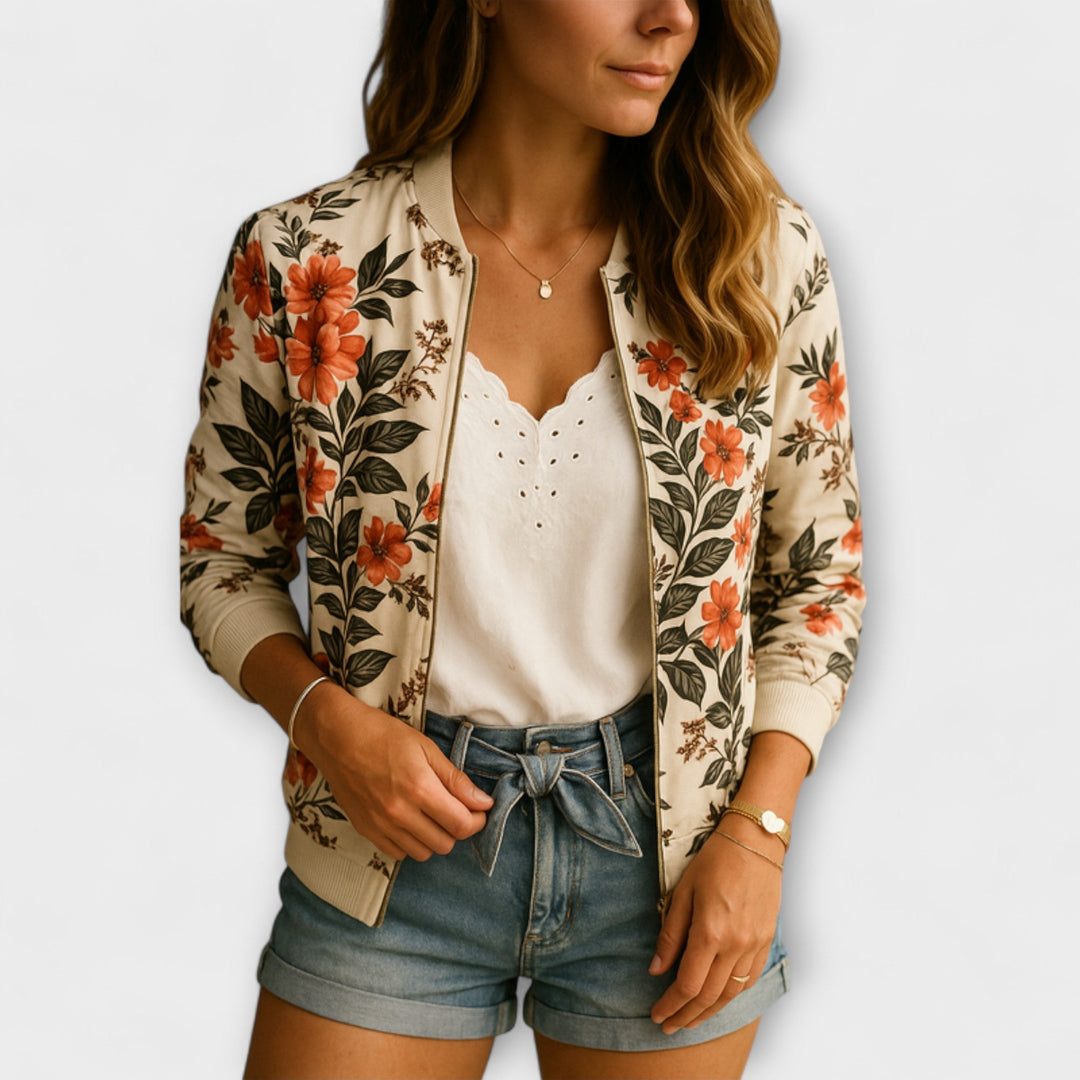 Rita - Floral Print Bomber Jacket