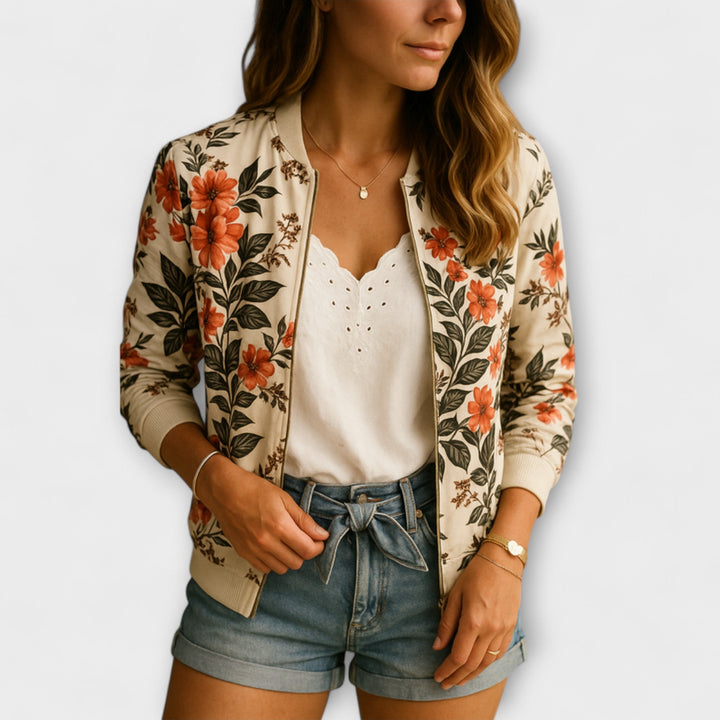 Rita - Floral Print Bomber Jacket