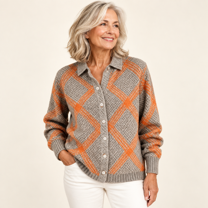 CHRISTELLE™ - CHECKED BLOUSE MADE FROM WARM, SOFT HOODIE MATERIAL