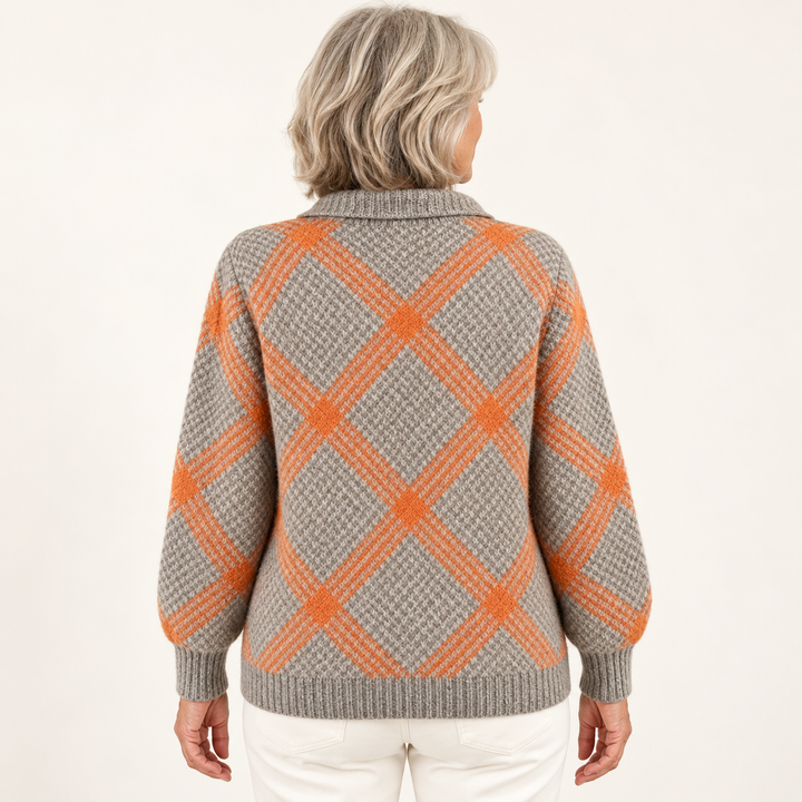 CHRISTELLE™ - CHECKED BLOUSE MADE FROM WARM, SOFT HOODIE MATERIAL