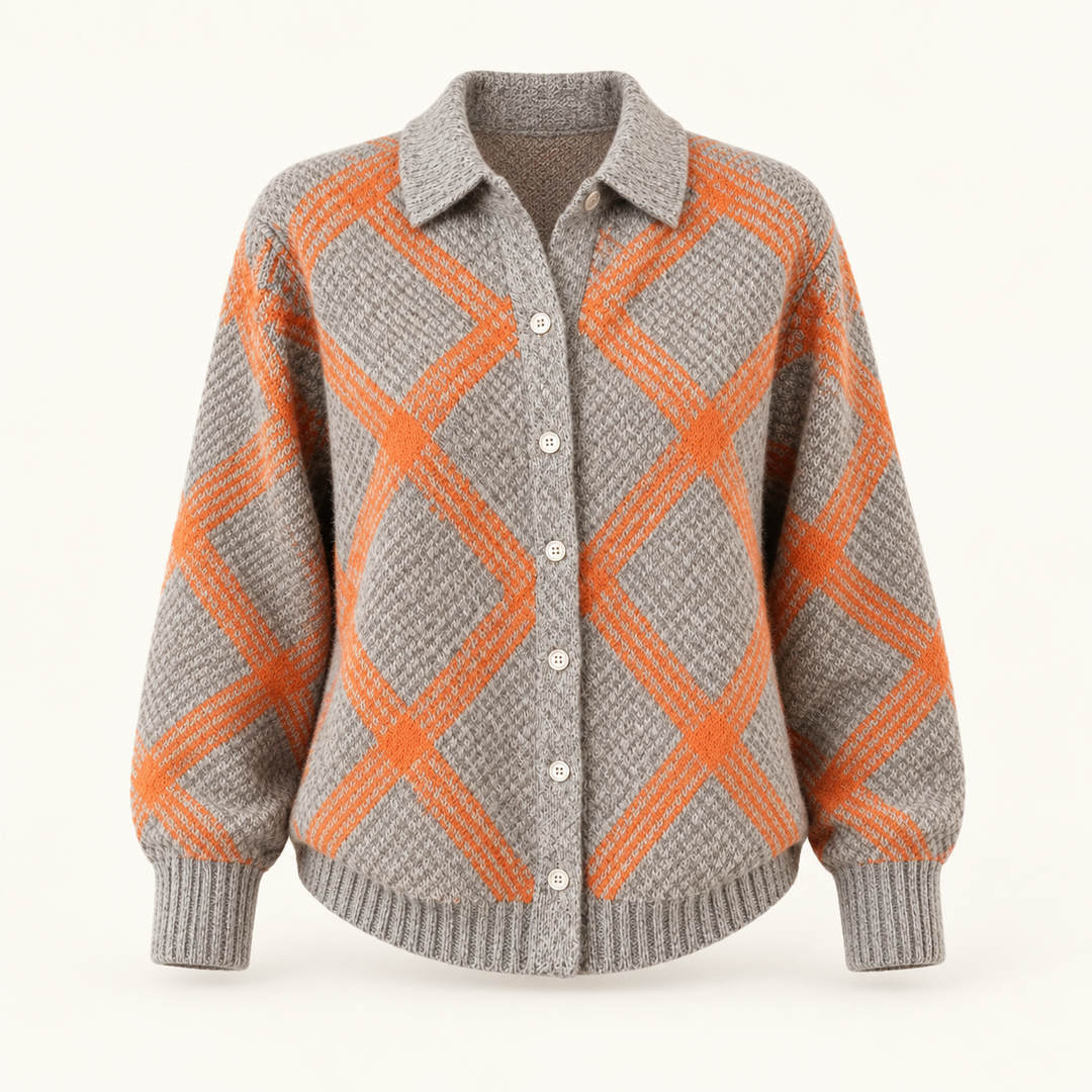 CHRISTELLE™ - CHECKED BLOUSE MADE FROM WARM, SOFT HOODIE MATERIAL