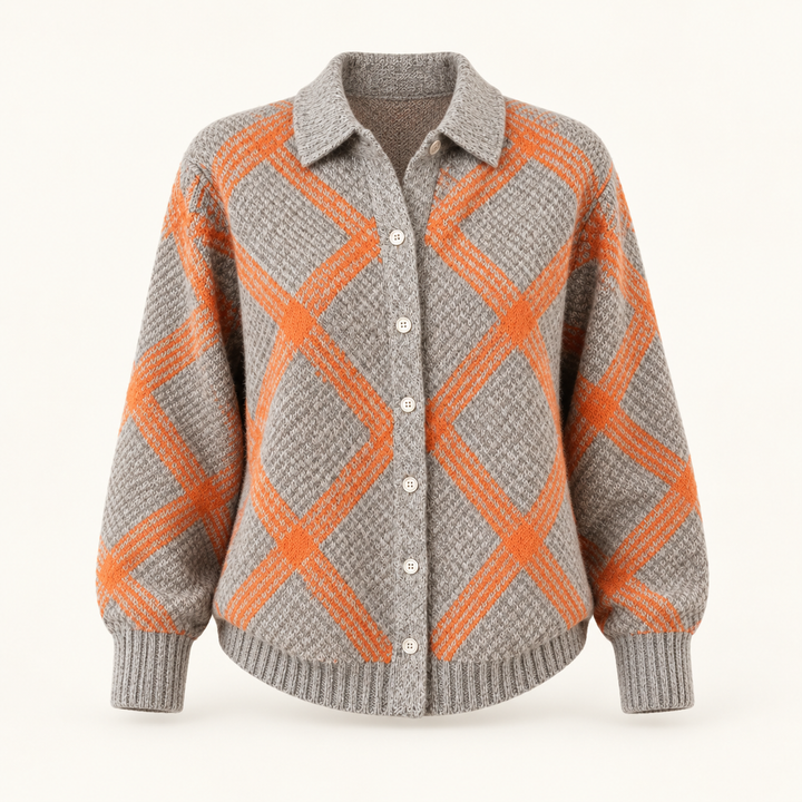 CHRISTELLE™ - CHECKED BLOUSE MADE FROM WARM, SOFT HOODIE MATERIAL