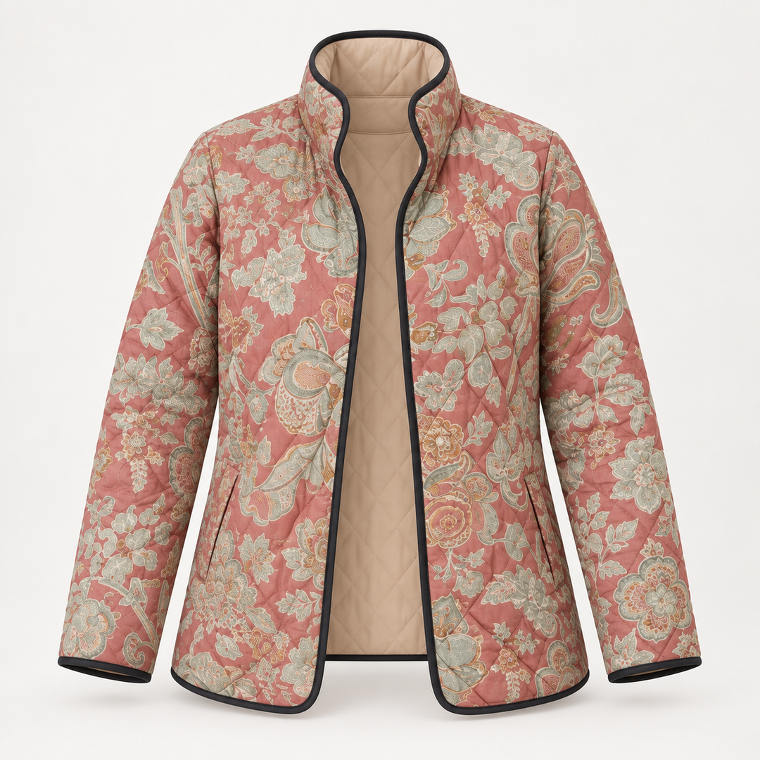Cordelia | Terracotta Damask Quilted Jacket