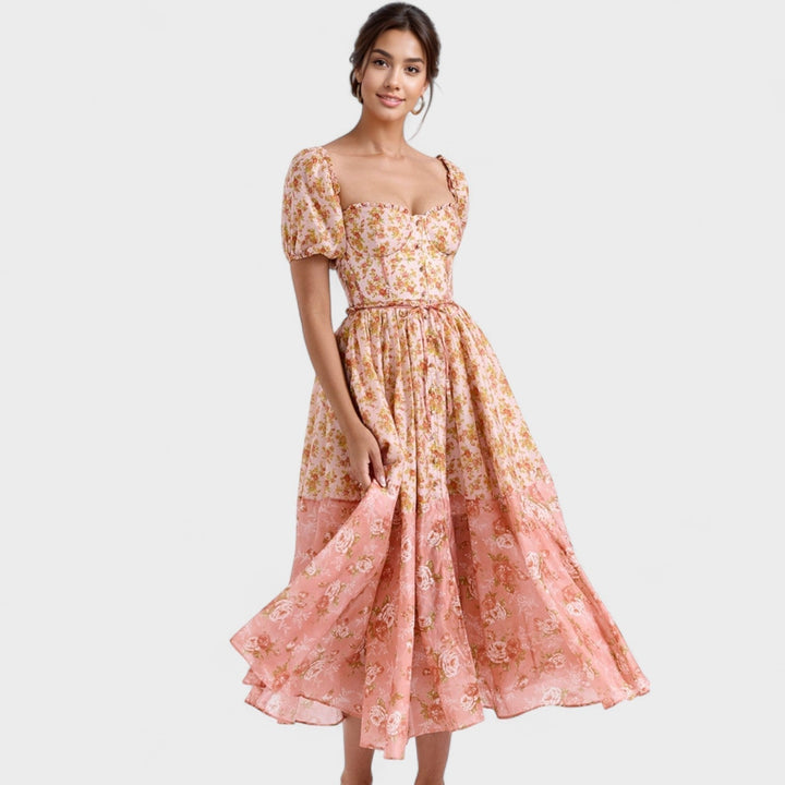 Caitlín - Enchanting Floral Midi Dress