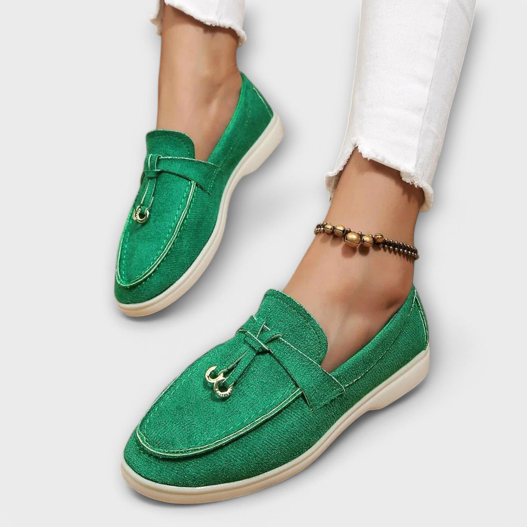 Bébhinn - Beige Lace Slip-On Moccasins