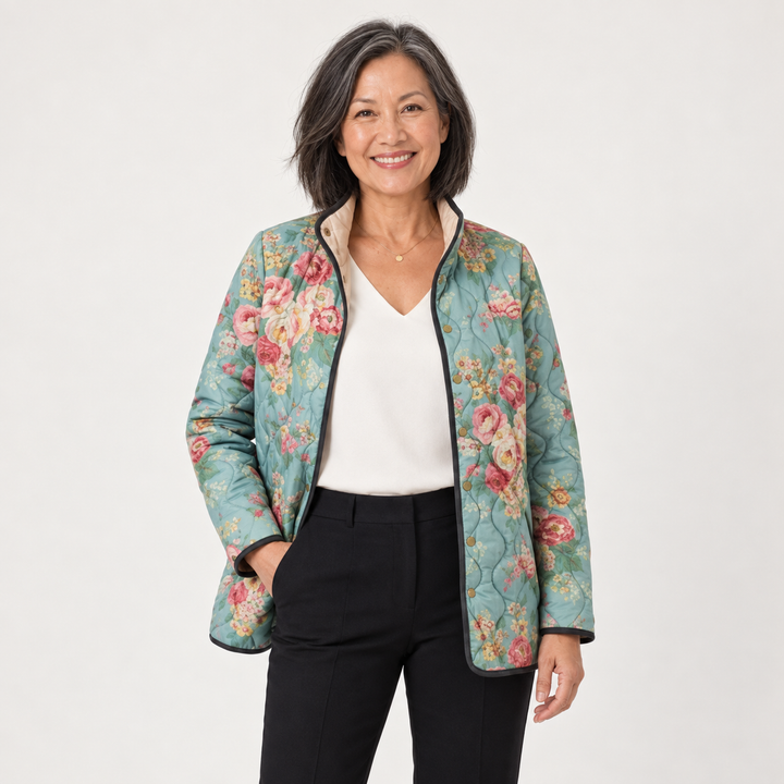 Clementine | Celadon Rose Quilted Jacket