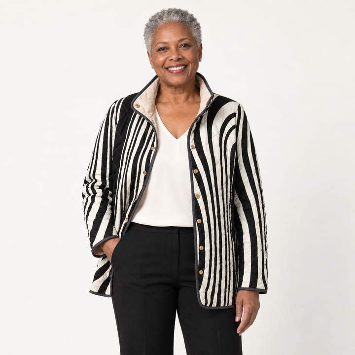 Edith | Graphic Quilted Zebra Jacket