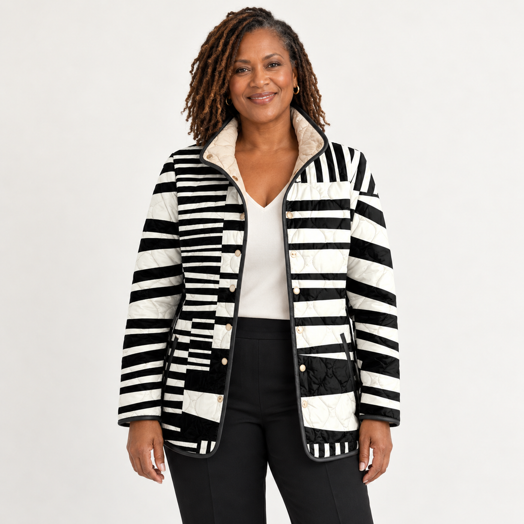 Georgina | Graphic Stripe Quilted Jacket