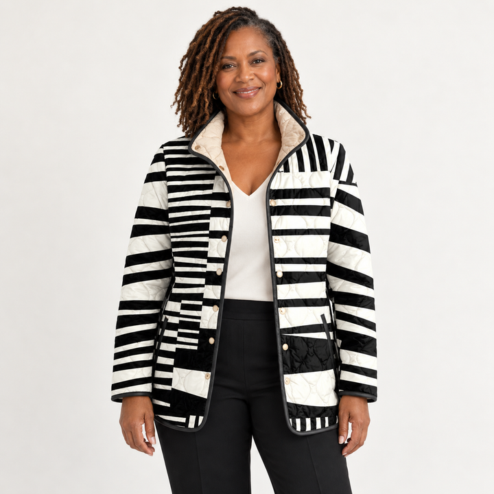 Georgina | Graphic Stripe Quilted Jacket