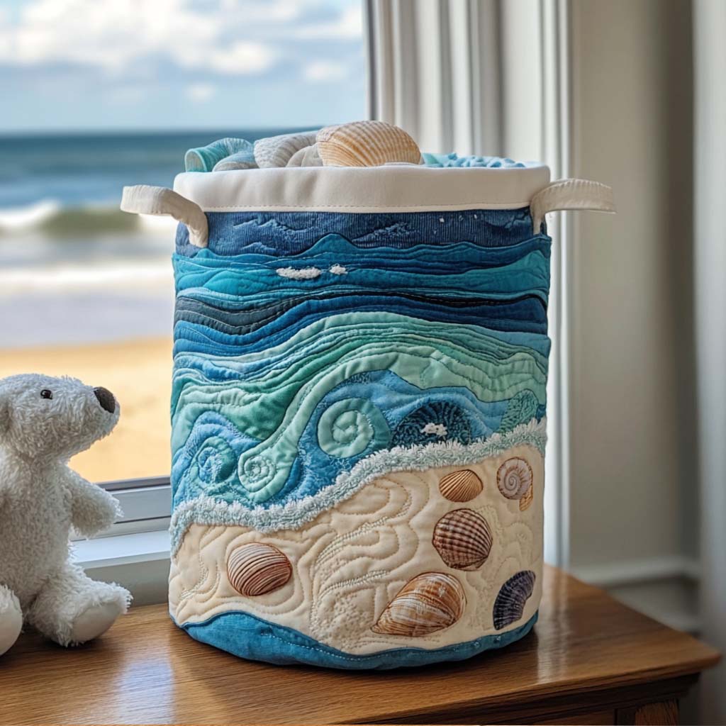Coastal | Quilted Laundry Basket