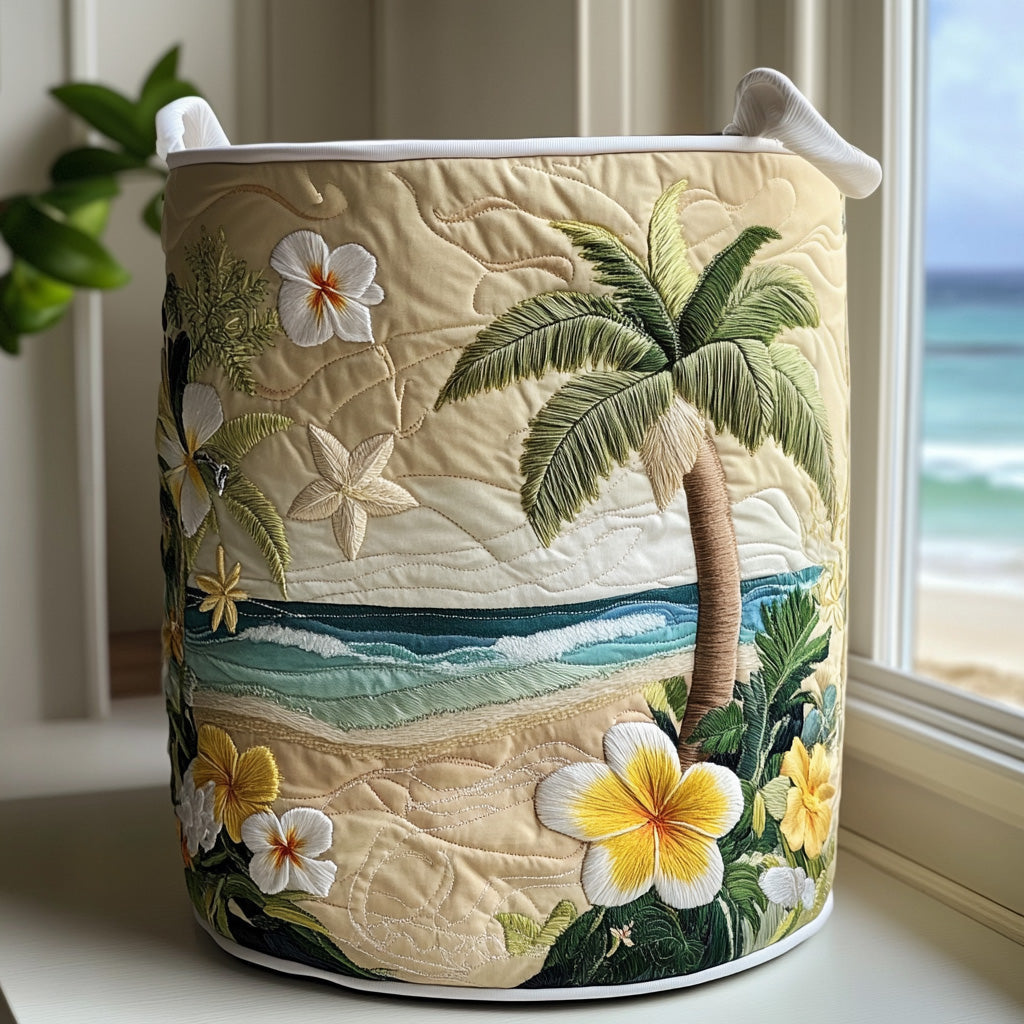 Tropical Beach | Quilted Laundry Basket
