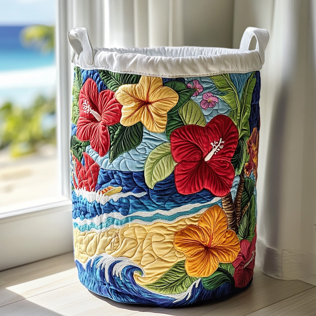 Tropical Hibiscus | Quilted Laundry Basket