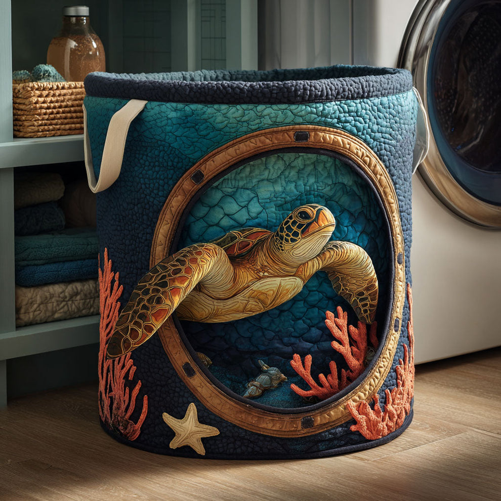Sea Turtle | Quilted Laundry Basket