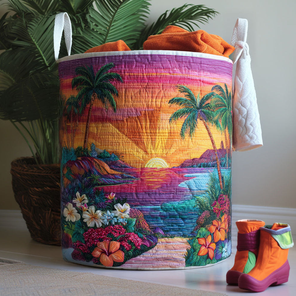 Ocean Sun | Quilted Laundry Basket